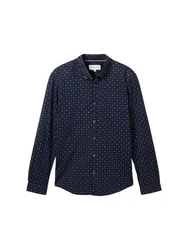 TOM TAILOR Denim Langarmhemd Dunkelblau/Hellblau/Blau