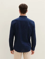 TOM TAILOR Denim Langarmhemd Dunkelblau/Hellblau