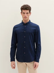 TOM TAILOR Denim Langarmhemd Dunkelblau/Hellblau