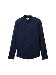 TOM TAILOR Denim Langarmhemd Dunkelblau/Hellblau