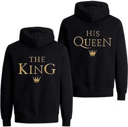 Kapuzenpullover The King & His Queen Hoodie fr Paare mit modischem Print