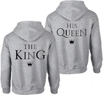 Couples Shop Kapuzenpullover The King & His Queen Hoodie für Paare Rosa/Grau/Silber/Dunkelgrün