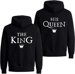 Couples Shop Kapuzenpullover The King & His Queen Hoodie für Paare Rosa/Blau/Schwarz/Dunkelblau