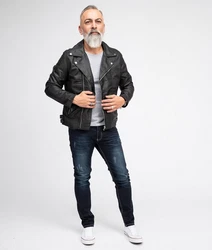 Rock Creek Lederjacke H-182 Creme/Schwarz/Grau