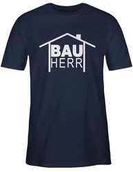 Shirtracer T-Shirt Bauherr Heimwerker Sprüche Statement mit Spruch Dunkelblau/Hellblau/Blau