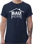 Shirtracer T-Shirt Bauherr Heimwerker Sprüche Statement mit Spruch Dunkelblau/Hellblau/Blau