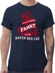 Shirtracer T-Shirt Letzte große Fahrt vor dem Hafen der Ehe JGA Männer Dunkelblau/Dunkelrot