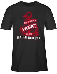 Shirtracer T-Shirt Letzte große Fahrt vor dem Hafen der Ehe JGA Männer Schwarz/Dunkelrot/Rot