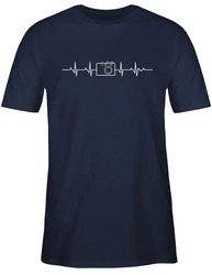 Shirtracer T-Shirt Herzschlag Foto Kamera Fotografen Geschenk Hobbyfotografen Fotografin Fotografie Zubehr Dunkelblau/Blau