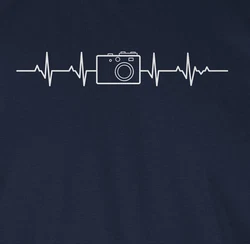 Shirtracer T-Shirt Herzschlag Foto Kamera Fotografen Geschenk Hobbyfotografen Fotografin Fotografie Zubehr Dunkelblau/Blau