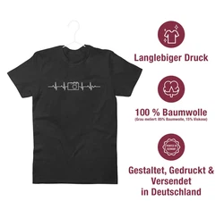 Shirtracer T-Shirt Herzschlag Foto Kamera Fotografen Geschenk Hobbyfotografen Fotografin Fotografie Zubehr Schwarz