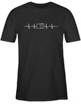 Shirtracer T-Shirt Herzschlag Foto Kamera Fotografen Geschenk Hobbyfotografen Fotografin Fotografie Zubehr Schwarz