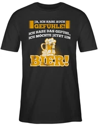 Shirtracer T-Shirt Ja ich habe auch Gefhle - Bier Sprüche Statement mit Spruch Beige/Braun/Schwarz/Dunkelgrau
