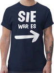 Shirtracer T-Shirt Sie war es Sprüche Statement mit Spruch Dunkelblau/Blau/Hellblau