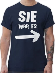 Shirtracer T-Shirt Sie war es Sprüche Statement mit Spruch Dunkelblau/Blau/Hellblau