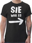 Shirtracer T-Shirt Sie war es Sprüche Statement mit Spruch Schwarz/Weiß/Grün
