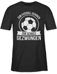 Shirtracer T-Shirt Zum Fußball geboren zur Schule gezwungen EM 2024 Grau/Schwarz