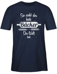 Shirtracer T-Shirt So sieht der beste Bäcker der Welt aus Beruf und Job Geschenke Dunkelblau/Blau/Braun