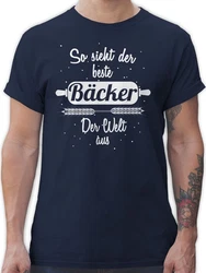 Shirtracer T-Shirt So sieht der beste Bäcker der Welt aus Beruf und Job Geschenke Dunkelblau/Blau/Braun