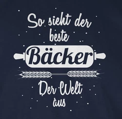 Shirtracer T-Shirt So sieht der beste Bäcker der Welt aus Beruf und Job Geschenke Dunkelblau/Blau/Braun