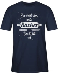Shirtracer T-Shirt So sieht der beste Bäcker der Welt aus Beruf und Job Geschenke Dunkelblau/Blau/Braun
