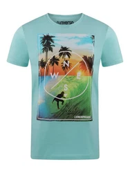 riverso T-Shirt RIVLukas Regular Fit (1-tlg) Kurzarm Tee Shirt Türkis/Grün/Blau