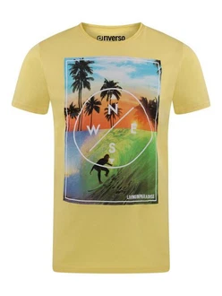riverso T-Shirt RIVLukas Regular Fit (1-tlg) Kurzarm Tee Shirt Gelb/Grün/Beige/Neonfarben