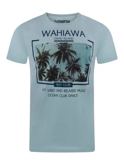 riverso T-Shirt RIVLukas Regular Fit (1-tlg) Kurzarm Tee Shirt Blau/Hellblau