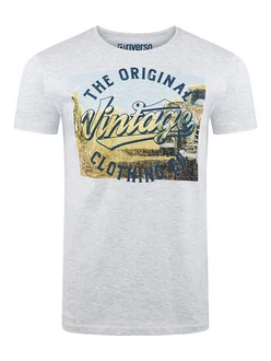 riverso T-Shirt RIVLukas Regular Fit (1-tlg) Kurzarm Tee Shirt Grau/Weiß