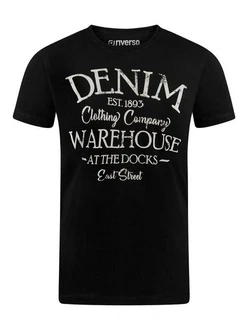 riverso Herren T-Shirt RIVLeon Rundhals O-Neck Kurzarm Tee Shirt Regular Fit Schwarz (QJD)