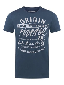 riverso Herren T-Shirt RIVLeon Rundhals O-Neck Kurzarm Tee Shirt Regular Fit Dunkelblau