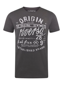 riverso Herren T-Shirt RIVLeon Rundhals O-Neck Kurzarm Tee Shirt Regular Fit Dunkelgrau/Grau
