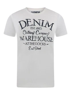 riverso Herren T-Shirt RIVLeon Rundhals O-Neck Kurzarm Tee Shirt Regular Fit Grau/Creme/Weiß