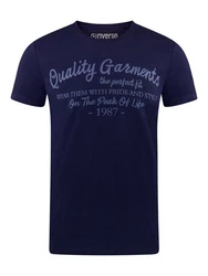 riverso Herren T-Shirt RIVLeon Rundhals O-Neck Kurzarm Tee Shirt Regular Fit Dunkelblau/Blau