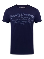 riverso Herren T-Shirt RIVLeon Rundhals O-Neck Kurzarm Tee Shirt Regular Fit Dunkelblau/Blau