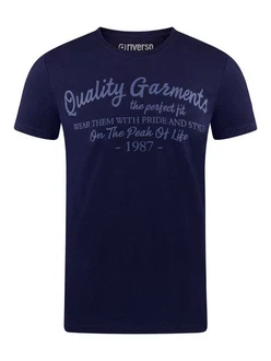 riverso Herren T-Shirt RIVLeon Rundhals O-Neck Kurzarm Tee Shirt Regular Fit Dunkelblau/Blau