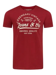 riverso Herren T-Shirt RIVLeon Rundhals O-Neck Kurzarm Tee Shirt Regular Fit Rot/Dunkelrot