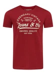 riverso Herren T-Shirt RIVLeon Rundhals O-Neck Kurzarm Tee Shirt Regular Fit Rot/Dunkelrot