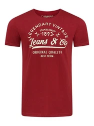 riverso Herren T-Shirt RIVLeon Rundhals O-Neck Kurzarm Tee Shirt Regular Fit Rot/Dunkelrot