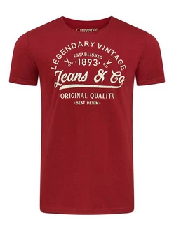 riverso Herren T-Shirt RIVLeon Rundhals O-Neck Kurzarm Tee Shirt Regular Fit Rot/Dunkelrot