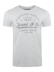 riverso Herren T-Shirt RIVLeon Rundhals O-Neck Kurzarm Tee Shirt Regular Fit Grau