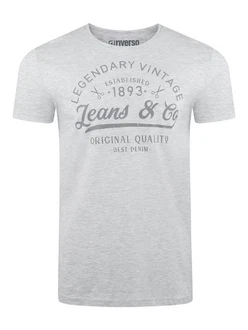 riverso Herren T-Shirt RIVLeon Rundhals O-Neck Kurzarm Tee Shirt Regular Fit Grau