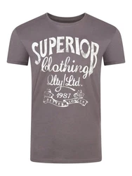 riverso Herren T-Shirt RIVLeon Rundhals O-Neck Kurzarm Tee Shirt Regular Fit Grau/Dunkelgrau/Lila