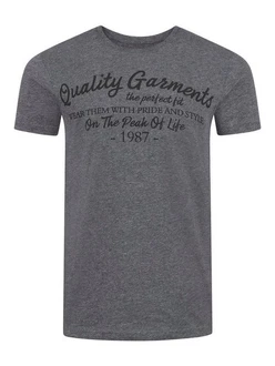 riverso Herren T-Shirt RIVLeon Rundhals O-Neck Kurzarm Tee Shirt Regular Fit Dunkelgrau/Grau
