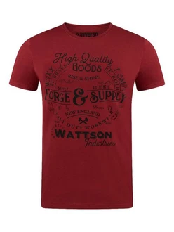riverso Herren T-Shirt RIVLeon Rundhals O-Neck Kurzarm Tee Shirt Regular Fit Rot/Bordeaux/Dunkelrot/Braun