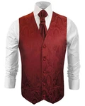 Paul Malone Anzugweste Herren Hochzeitsweste mit Plastron Set (V1, V2, V3) weinrot