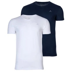Gant Herren T-Shirt 2er Pack V-Ausschnitt V-Neck Marine/Wei