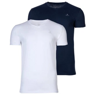 Gant Herren T-Shirt 2er Pack V-Ausschnitt V-Neck Marine/Wei Gant Herren T-Shirt 2er Pack V-Ausschnitt V-Neck Marine/Wei