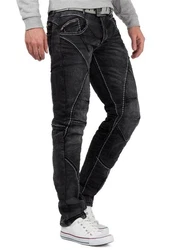 Cipo & Baxx 5-Pocket Jeans Herren Hose BA-CD288 Schwarz/Weiß
