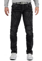5-Pocket-Jeans Herren Hose BA-CD288 (1-tlg) in Schwarz mit weien Kontrastnhten